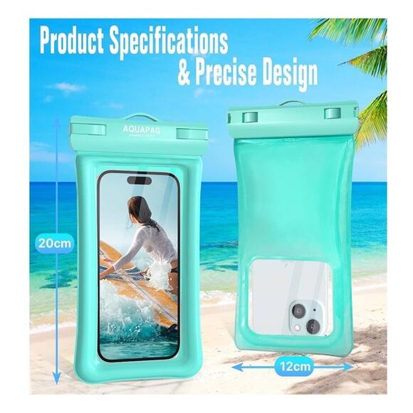 🔥NEPHI IP68 Waterproof Phone Pouch 2 Pack-Up to Aqua Green2 Pack BNWT🔥 - Picture 3 of 8